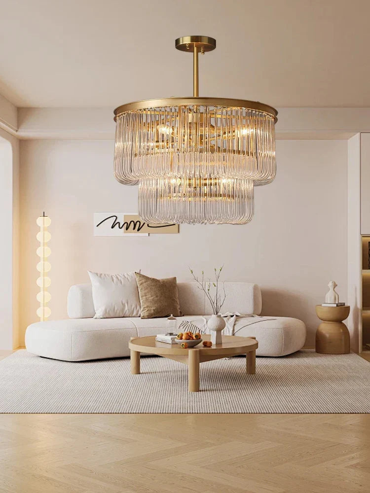 Afralia™ Brass Glass Bar Chandelier Modern Minimalist Designer Luxury Living Room Hanglamp