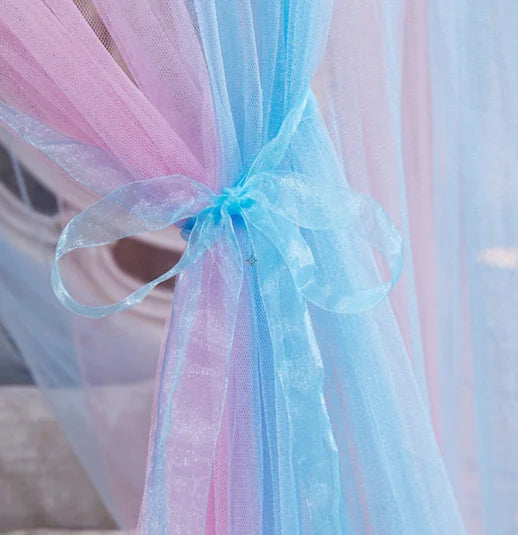 Afralia™ Color Blocked Ceiling Mosquito Net with Lace Decoration, Rotating Strap, Insect Proof Bed Curtain