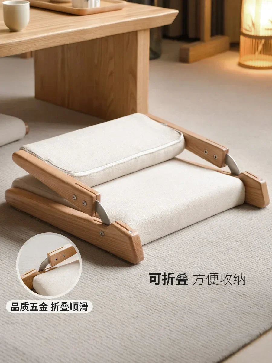 Afralia™ Solid Wood Legless Stool Tatami Armchair Washitsu Bay Window Seat
