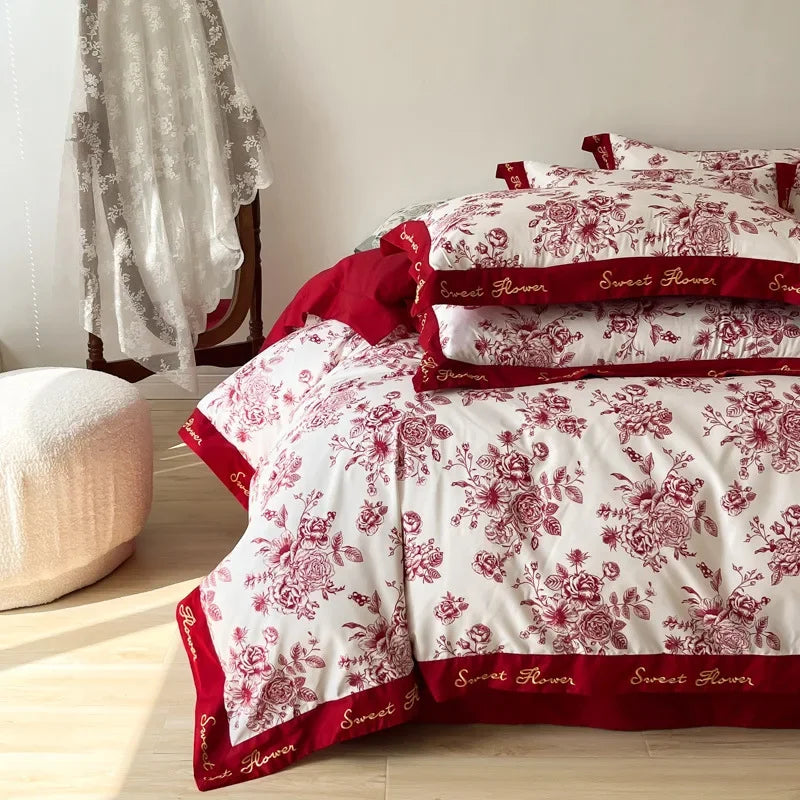 Afralia™ Luxury Cotton Wedding Duvet Cover Set for Adults
