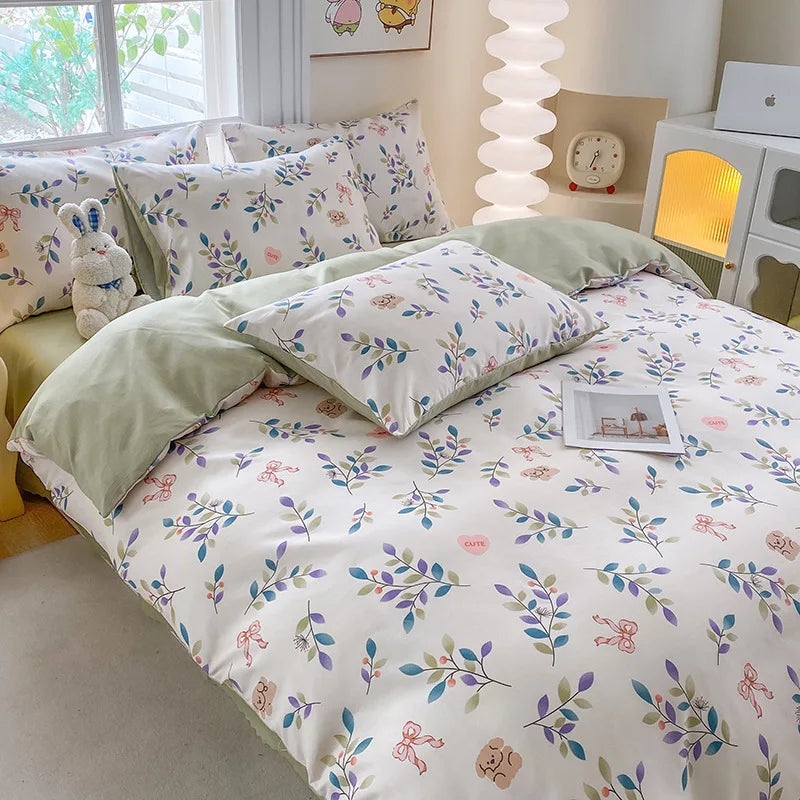 Afralia™ Cute Printed Cotton Duvet Cover for Double Queen Bed - Cozy & Non-Fading
