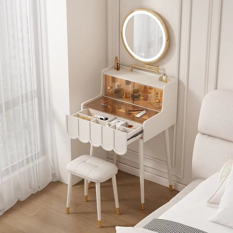 Afralia™ Luxury Nordic Vanity Table Set with Mirror - Modern Bedroom Makeup Furniture
