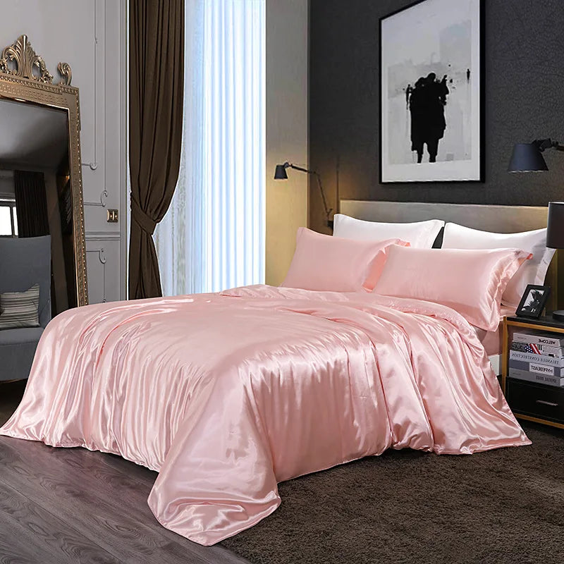 Afralia™ Silk Summer Bedding Set: Double-Sided Cooling Comforter & Soft Satin Sheet - Single/Double
