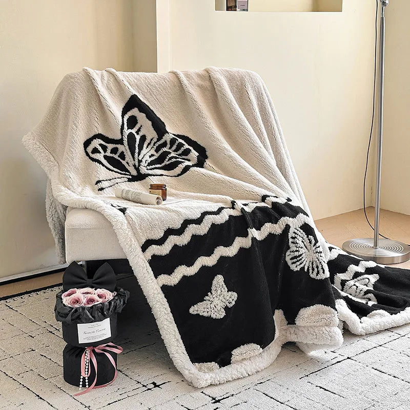 Afralia™ Double-Layer Jacquard Lamb Wool Blanket - Cozy Sofa Throw for Winter Home Comfort