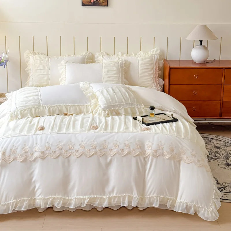 Afralia™ Lace Princess Bedding Set Twin Queen Bed All Seasons