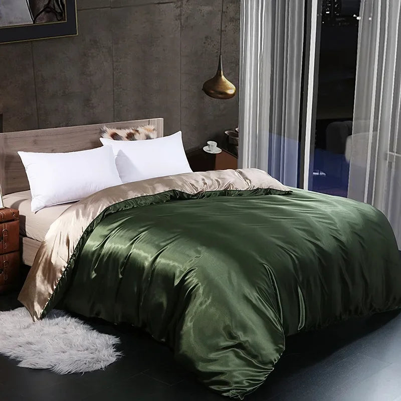 Afralia™ Mulberry Silky Queen Duvet Cover Smooth Luxury Satin King Size Blanket