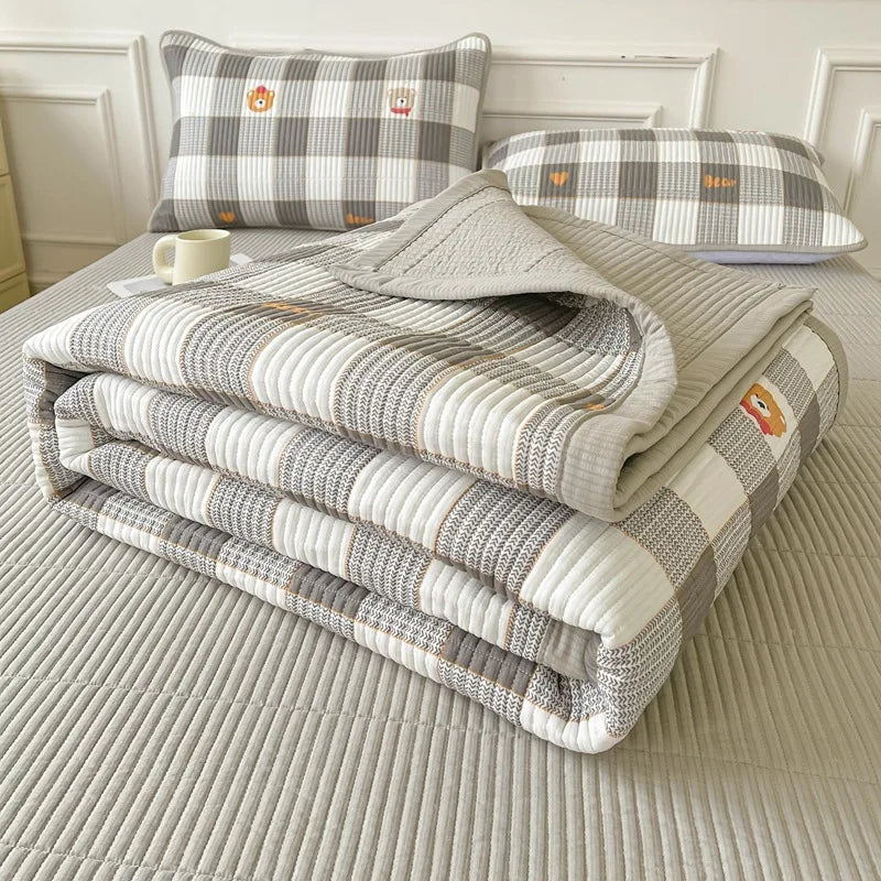 Afralia™ Cartoon Small Fresh Washed Cotton Bed Sheets Bedspread