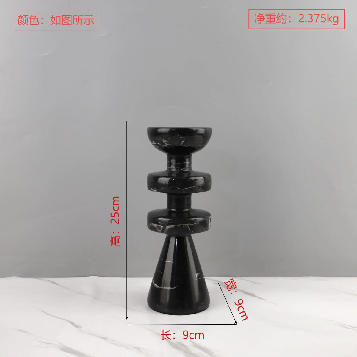 Afralia™ Black Marble Candle Holder, Modern Yellow Stone Candle Holder