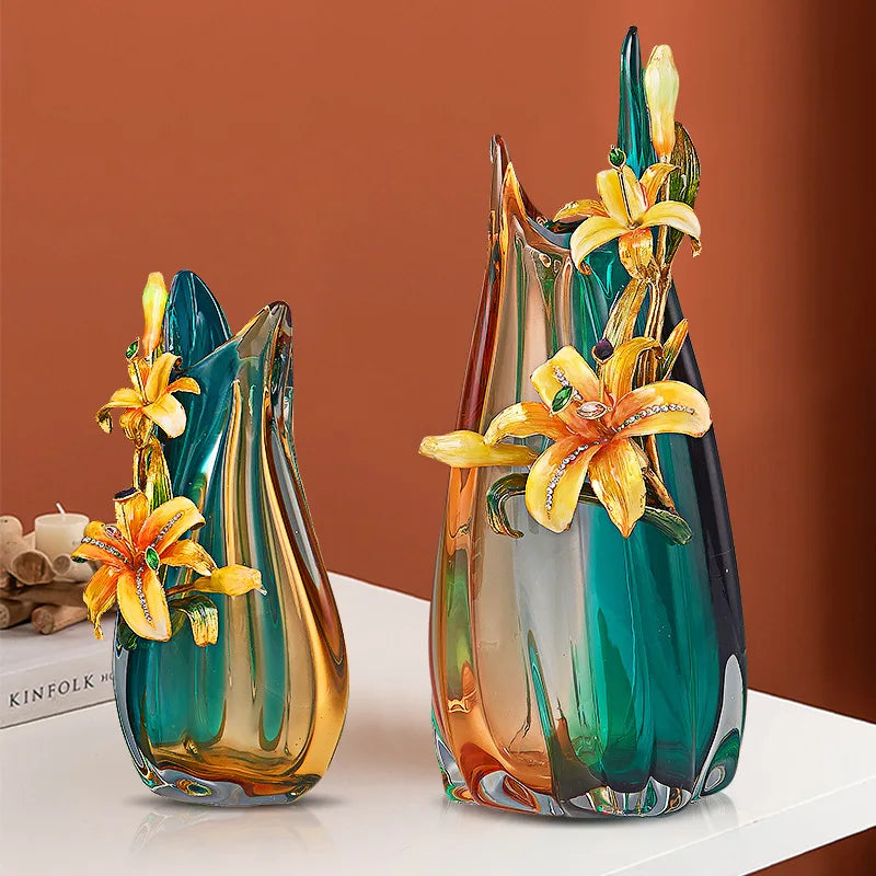 Afralia™ Handmade Enamel Vase for Living Room TV Cabinet and Wine Cabinet Décor