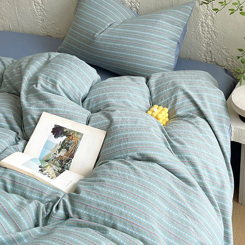Afralia™ Luxury Striped Jacquard Cotton Bedding Set - Ultra Soft Duvet Cover Kit