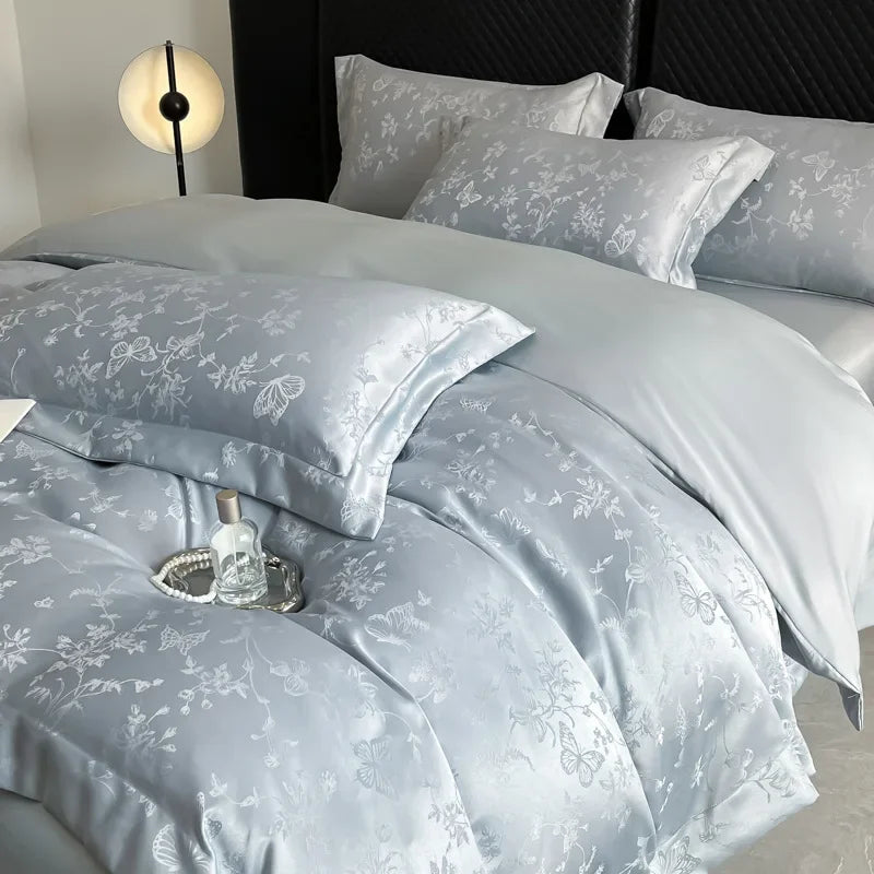 Afralia™ Ice Silk Jacquard Bedding Set - Luxury Comforter Cover, Soft & Cozy, Queen/King