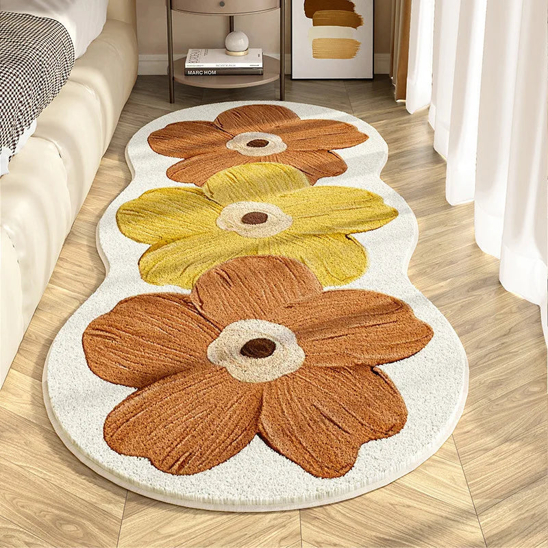Afralia™ Floral Faux Cashmere Bedside Carpet: Soft, Non-Slip, Wear-Resistant Floor Mat
