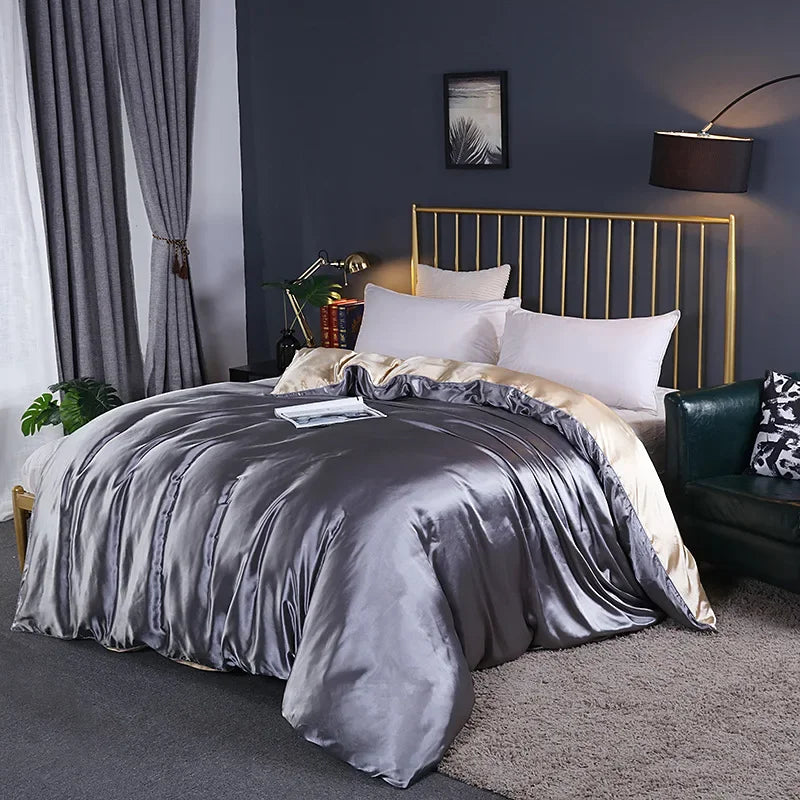 Afralia™ Mulberry Silky Queen Duvet Cover Smooth Luxury Satin King Size Blanket