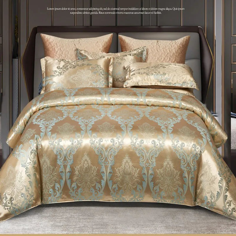 Afralia™ Jacquard Satin Summer Bedding Set - Elegant & Skin Friendly Duvet Cover - Single/Double Size