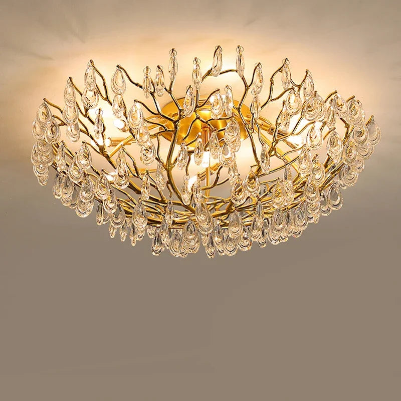 Afralia™ Modern LED Crystal Ceiling Chandelier for Living Room Restaurant Bedroom