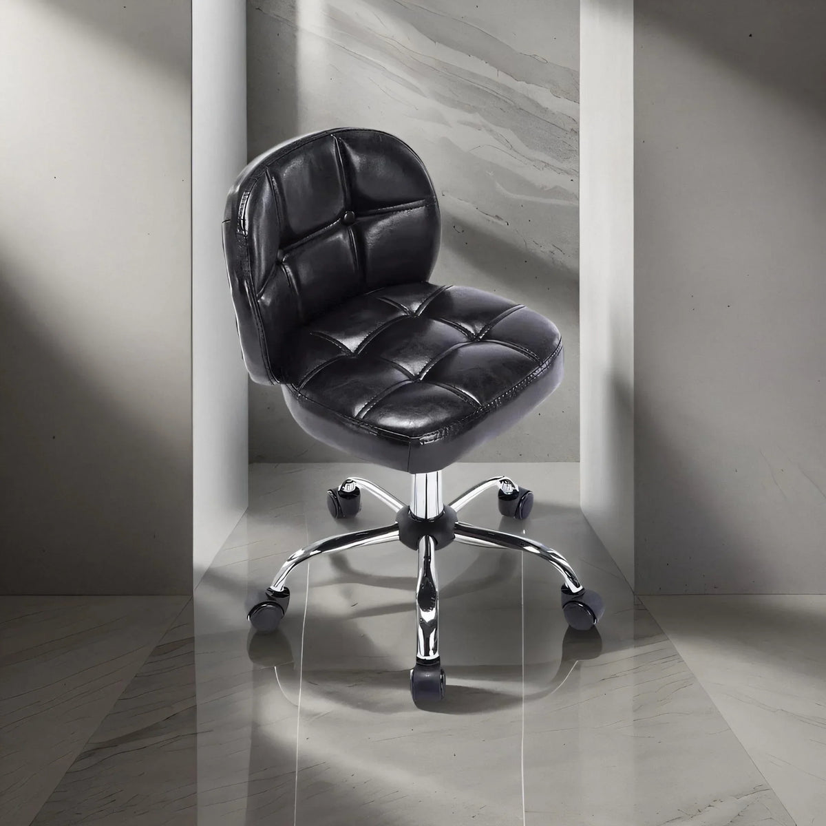 Afralia™ Velvet Office Stool Swivel Computer Chair, Adjustable Height, Low Backrest, Rolling Rocker