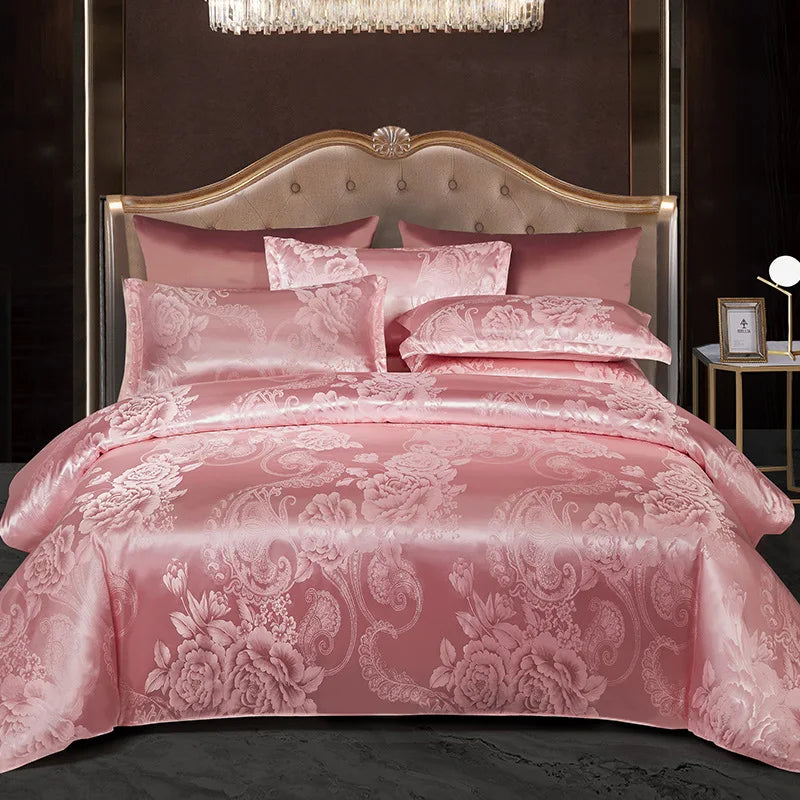 Afralia™ Jacquard Satin Summer Bedding Set - Elegant & Skin Friendly Duvet Cover - Single/Double Size