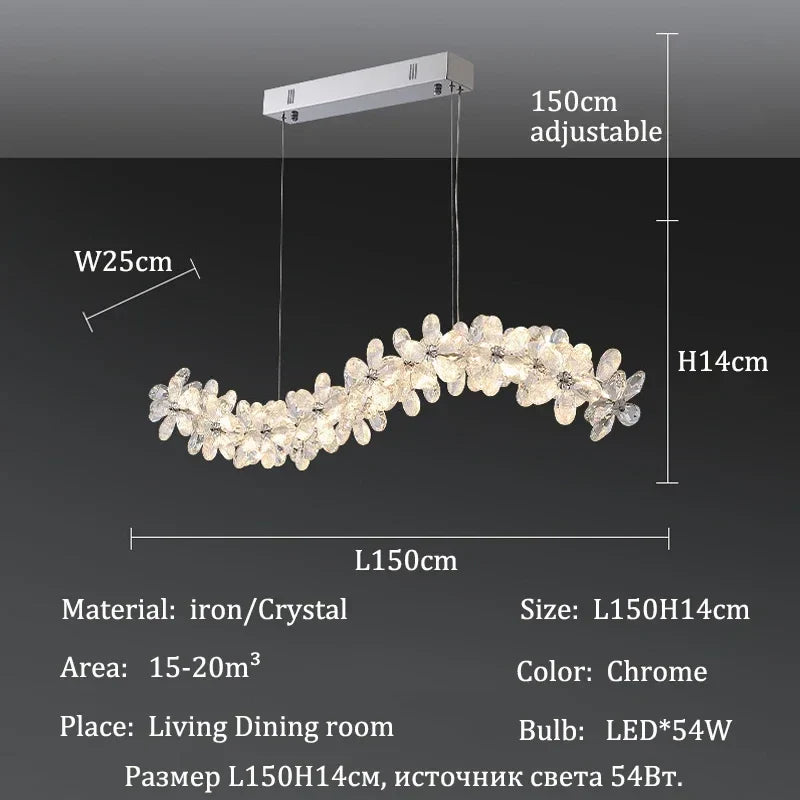 Afralia™ Chrome Petal Crystal Chandeliers: Luxury LED Ceiling Pendant Lights for Home Decor