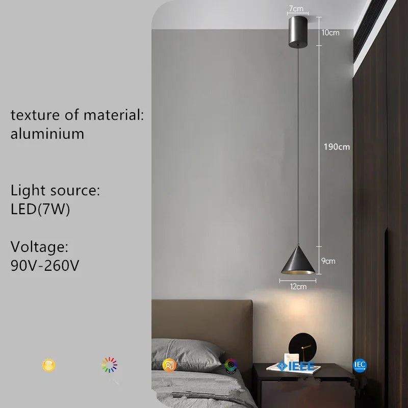 Afralia™ Minimalist Bedroom Pendant Light | Creative Conical Bar Entrance Hanging Line Light