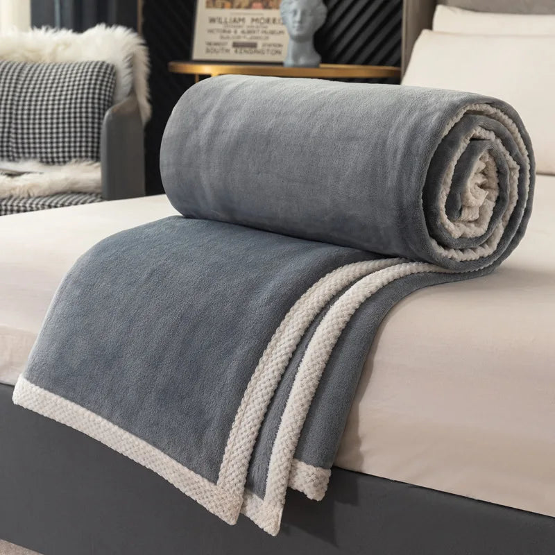Afralia™ Nordic Double-Sided Milk Velvet Blanket Quilt, Soft All Seasons Nap Blanket