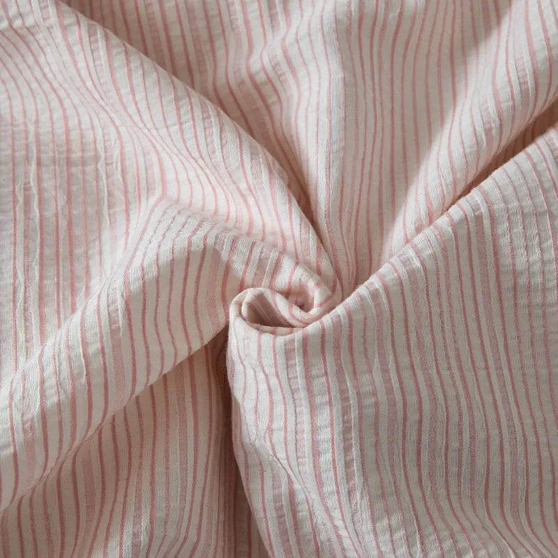 Afralia™ Striped Jacquard Cotton Bedding Set: Duvet, Fitted Sheet, Pillowcase. King Queen Size
