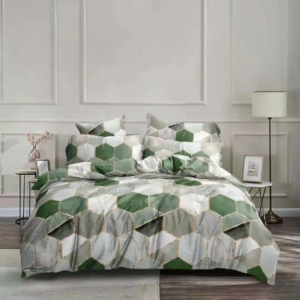 Afralia™ Honeycomb Marble Patterned Bedding Set, Premium Duvet Cover with Pillowcase