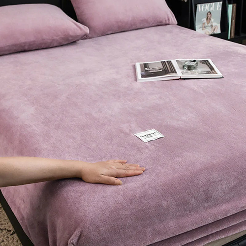 Afralia™ Winter Velvet Fitted Bed Sheet: Nordic Plush Mattress Cover, Warm & Non-Slip