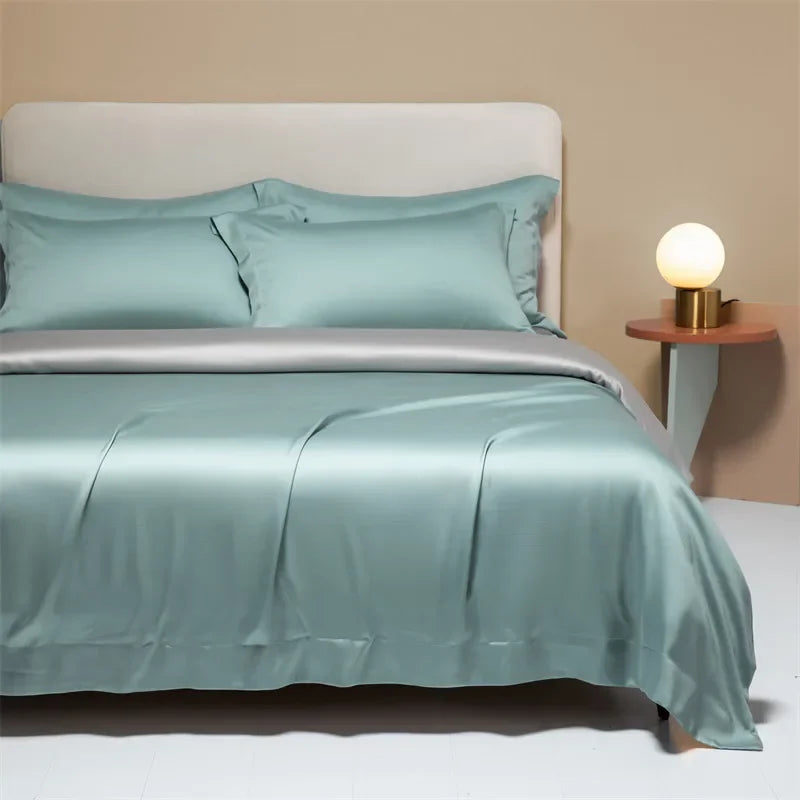 Afralia™ 120S Natural Fabric Bedding Set Summer Cooling Fitted Sheet Skin Friendly Bedclothes