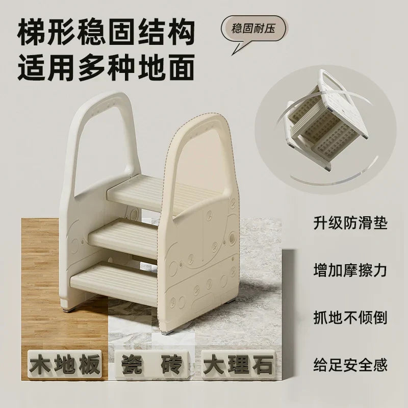 Afralia™ Metal Folding Ladder Stairs for Home Kitchen Decor and Kids Steps