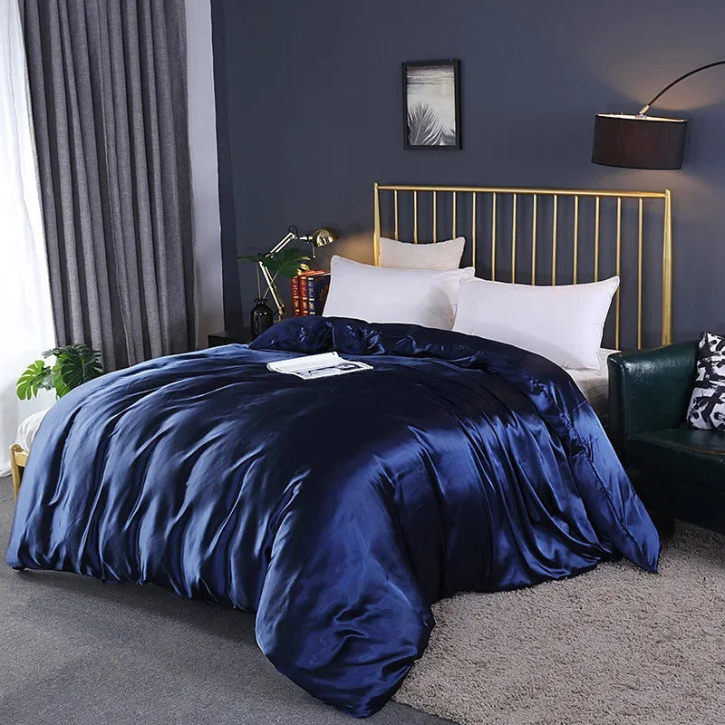 Afralia™ Mulberry Silky Queen Duvet Cover Smooth Luxury Satin King Size Blanket
