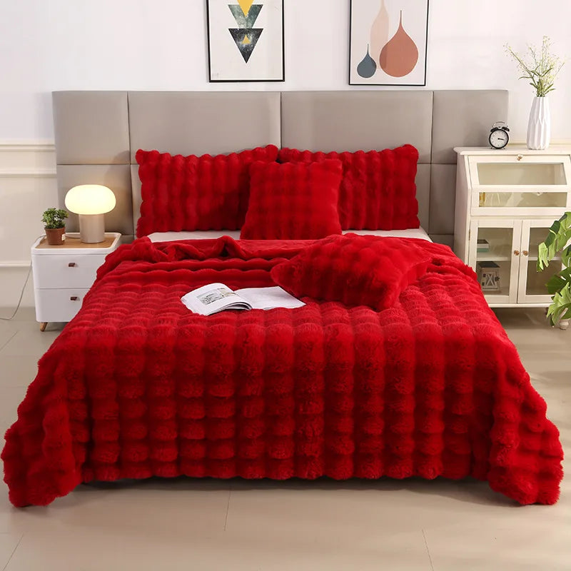 Afralia™ Bubble Rabbit Velvet Blanket: Soft Plush Sofa Cover for All Seasons