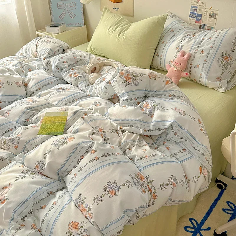 Afralia™ Cartoon Print Quilt Cover Set for King Queen Beds - All Seasons Comfort