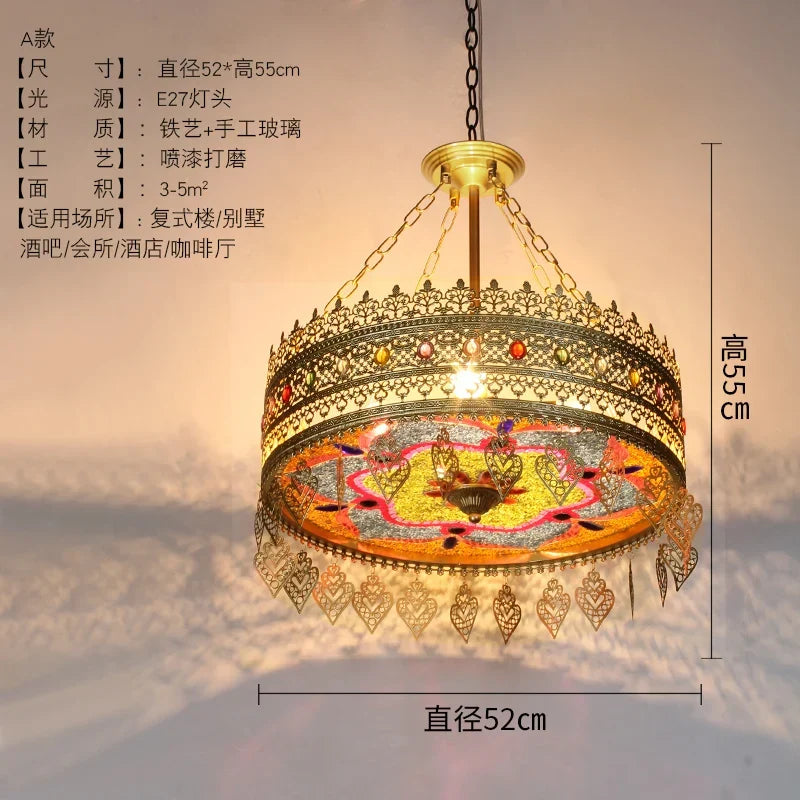 Afralia™ Bohemian Exotic Stained Glass Pendant Lights LED E27 for Home Decor & Dining