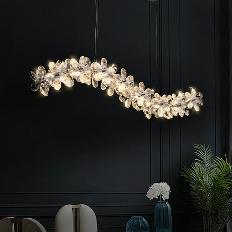 Afralia™ Chrome Petal Crystal Chandeliers: Luxury LED Ceiling Pendant Lights for Home Decor