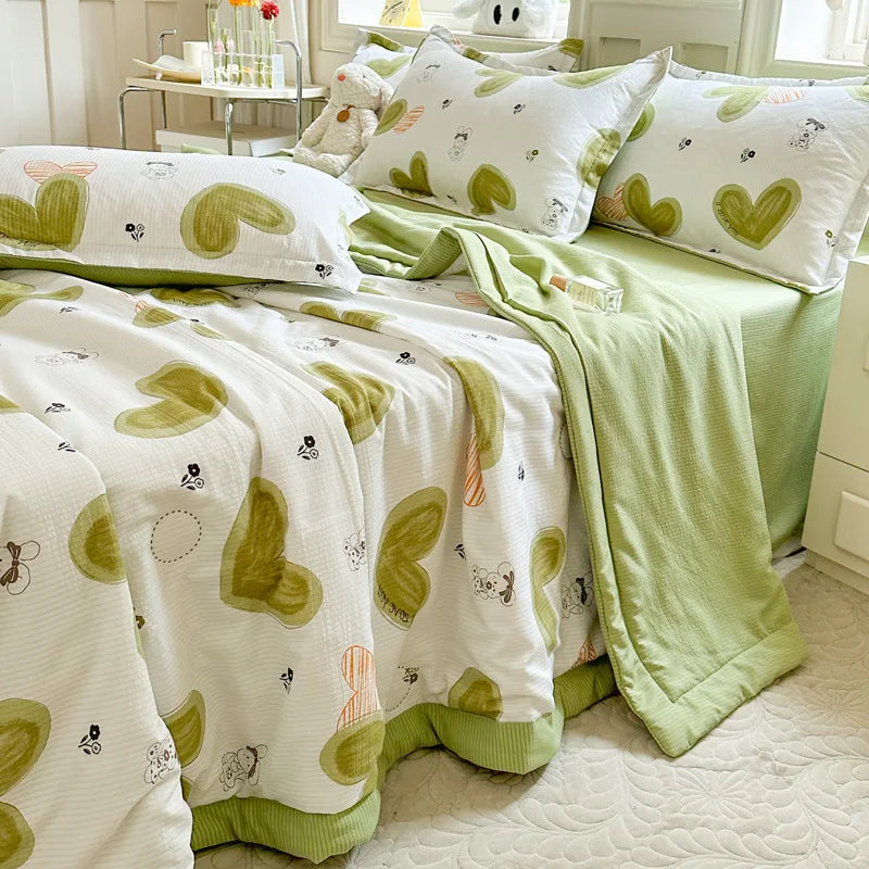 Afralia™ Floral Printed Quilted Bubble Cotton Duvet for Summer - Ultra-Soft Skin-Friendly Bedding
