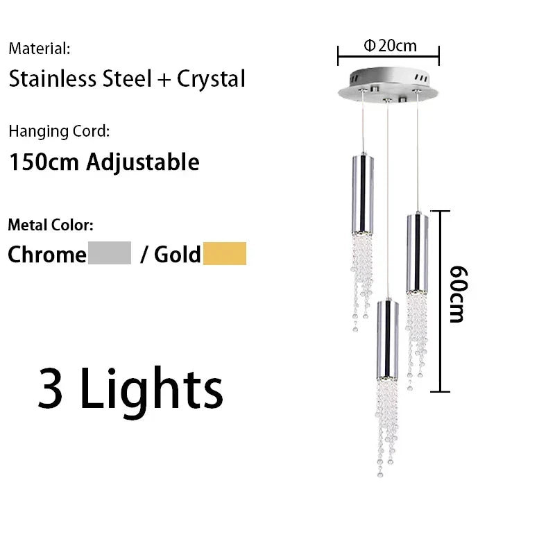 Afralia™ Gold Crystal Chandelier: Modern Luxury Lighting for Living Room, Staircase, Villa.