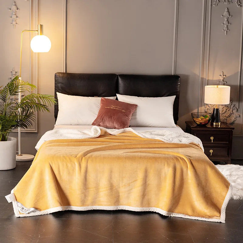 Afralia™ Double-Layer Velvet Sofa Blanket: Luxuriously Warm & Skin-Friendly