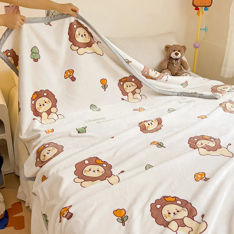 Afralia™ Cartoon Milk Velvet Blanket: Soft Coral Fleece Summer Sofa Cover & Queen Blanket