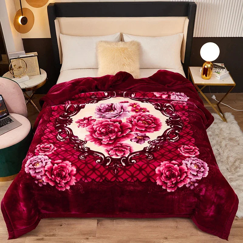 Afralia™ Winter Raschel Blanket: High-End, Warm, and Skin-Friendly for Single & Double Beds