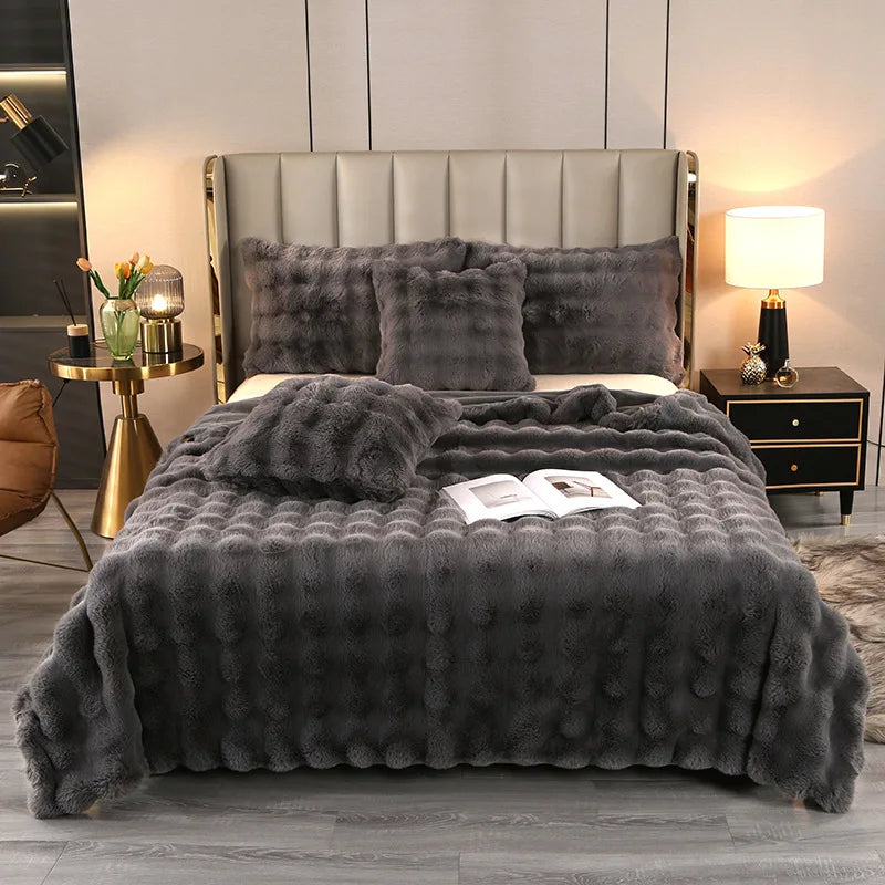 Afralia™ Bubble Rabbit Velvet Blanket: Soft Plush Sofa Cover for All Seasons