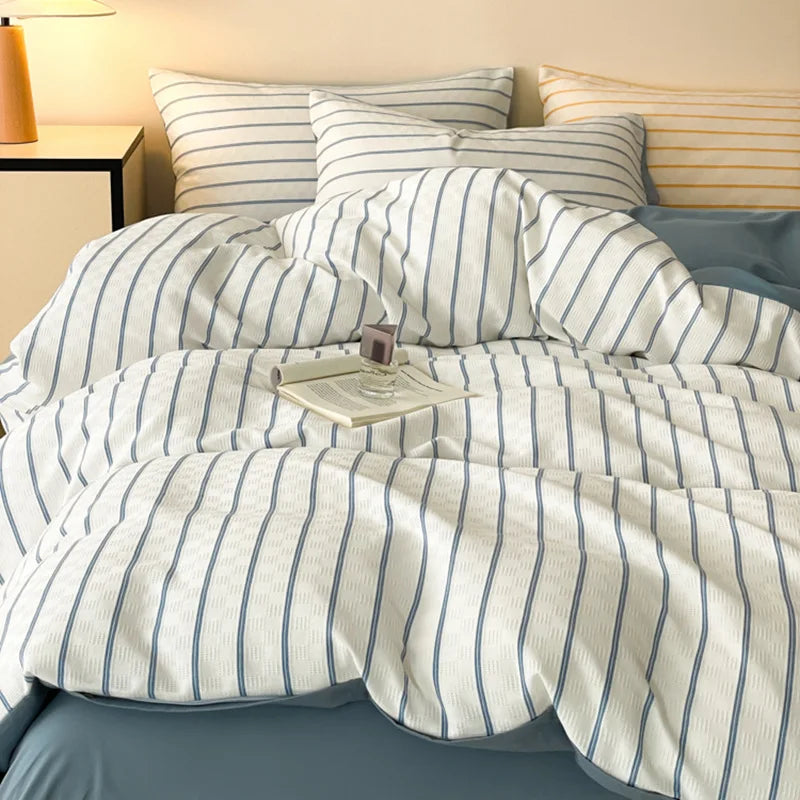 Afralia™ Luxe Striped Printed Bedding Set for All Seasons - Soft Duvet Cover Sets