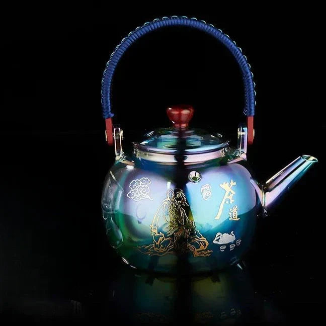 Afralia™ Colorful Enamel Glass Boiling Teapot - High Temp Resistant & Huan Colorful