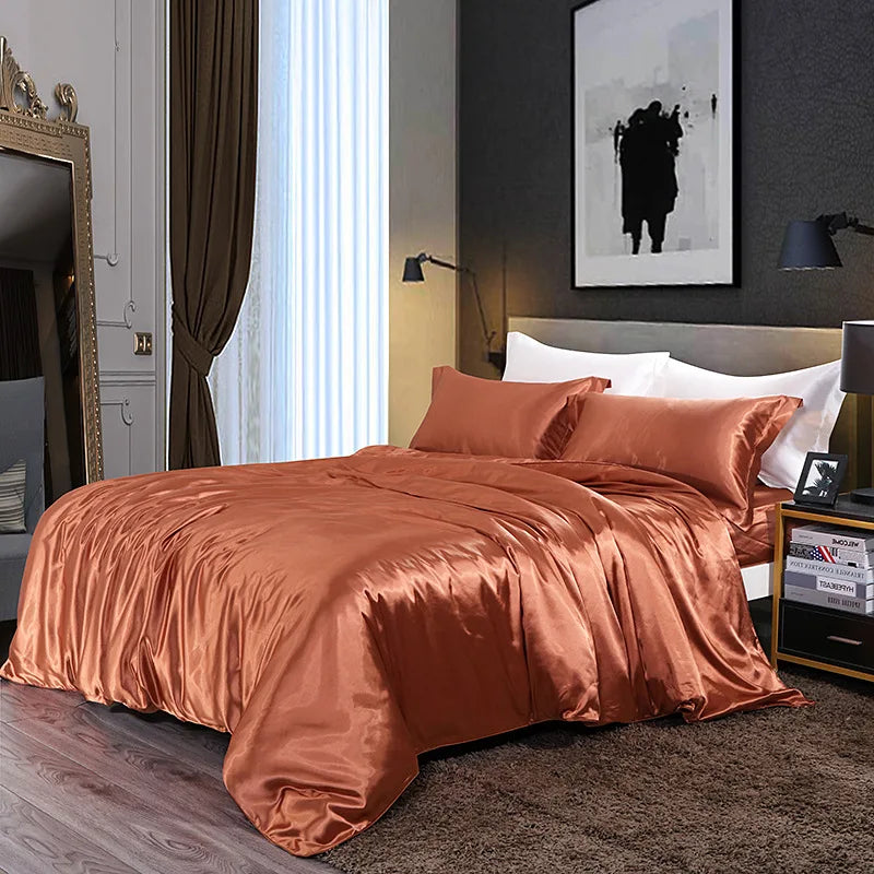 Afralia™ Silk Summer Bedding Set: Double-Sided Cooling Comforter & Soft Satin Sheet - Single/Double