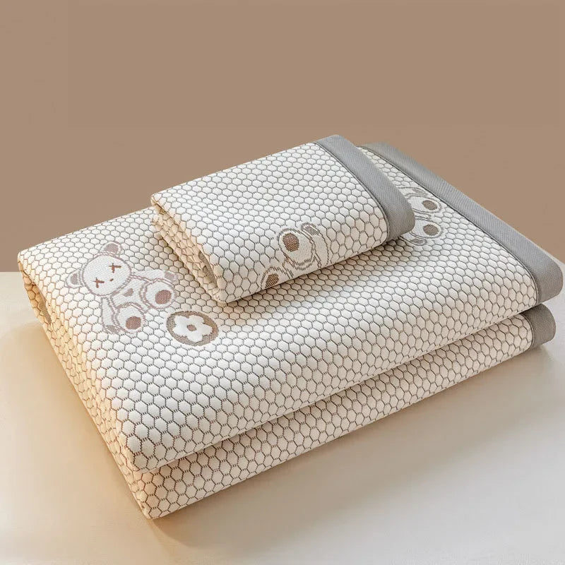 Afralia™ Ice Bean Cooling Feel Mat Set - Jacquard Cushion, Washable, Breathable Mattress