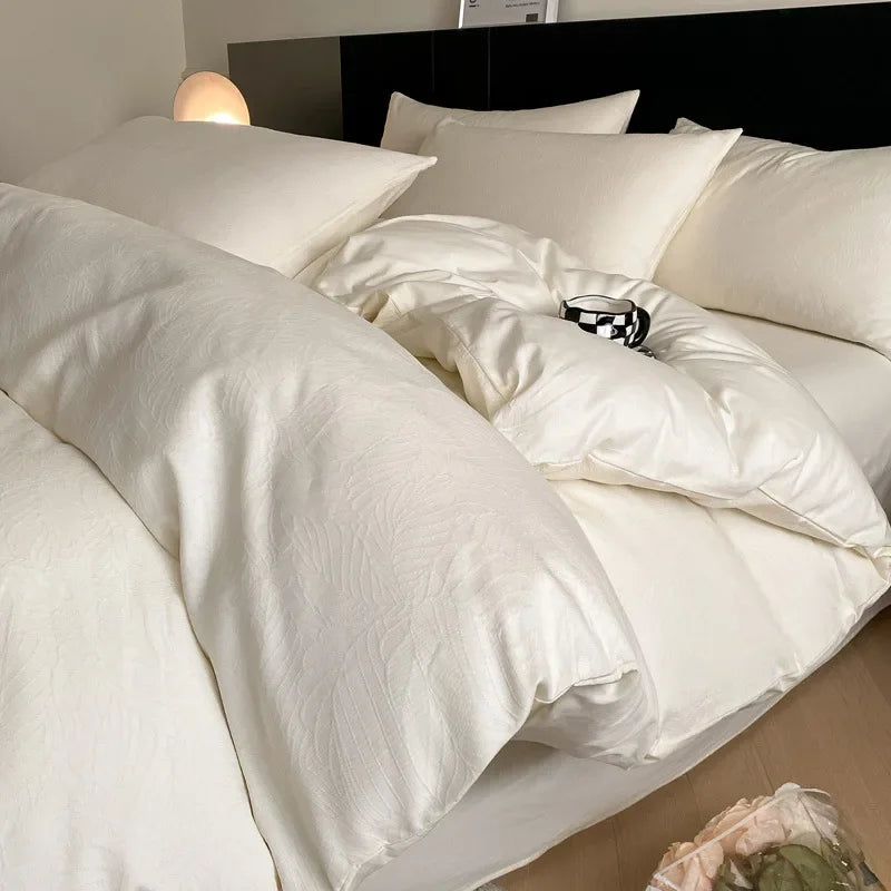 Afralia™ Luxury Jacquard 3-Layer Cotton Bedding Set - Soft & Skin-Friendly