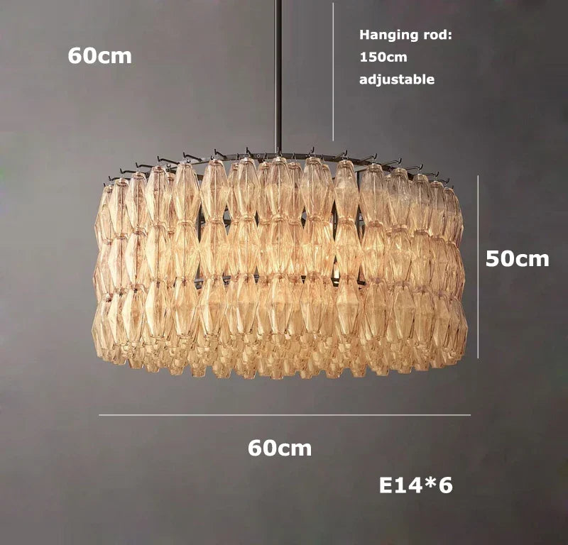 Afralia™ Luxury Glass Shade LED Chandelier in Brass and Black for Modern Dining Room