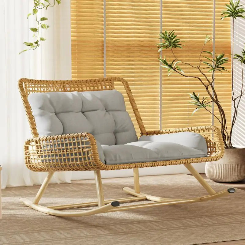Afralia™ Rattan Rocking Chair: Comfortable Balcony Sofa for Carefree Living