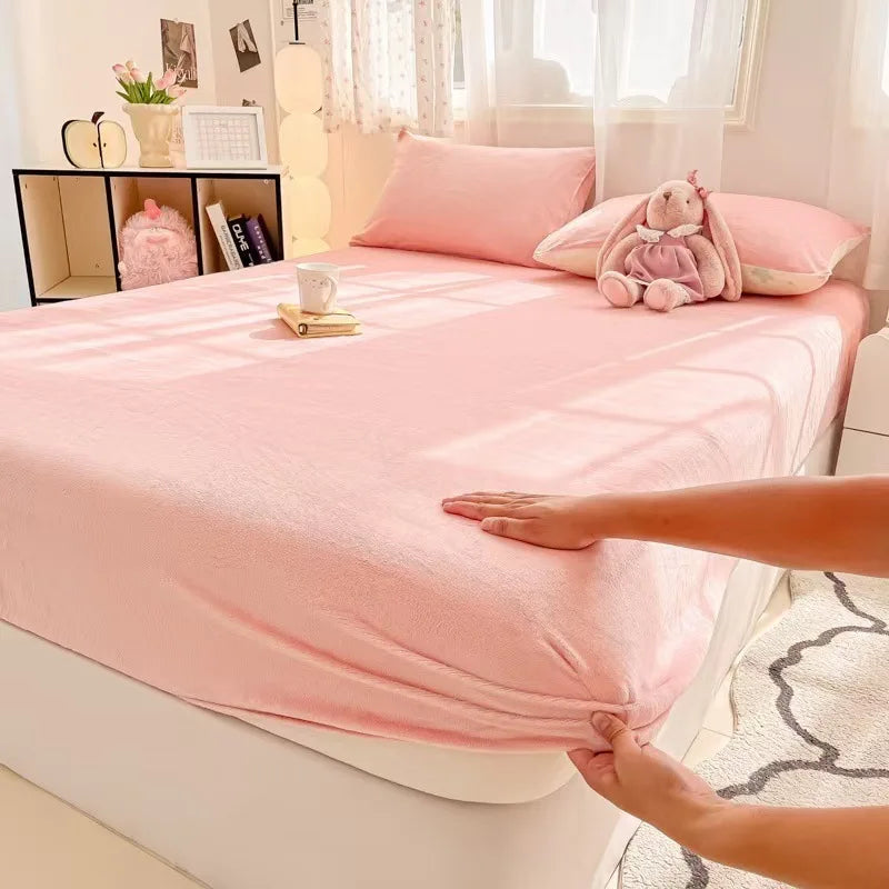 Afralia™ Cozy Milk Velvet Fitted Sheet for Autumn & Winter Mattress Topper