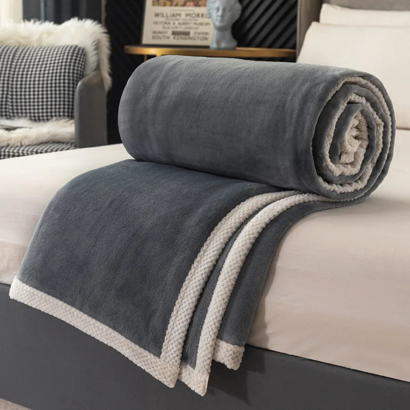 Afralia™ Nordic Double-Sided Milk Velvet Blanket Quilt, Soft All Seasons Nap Blanket