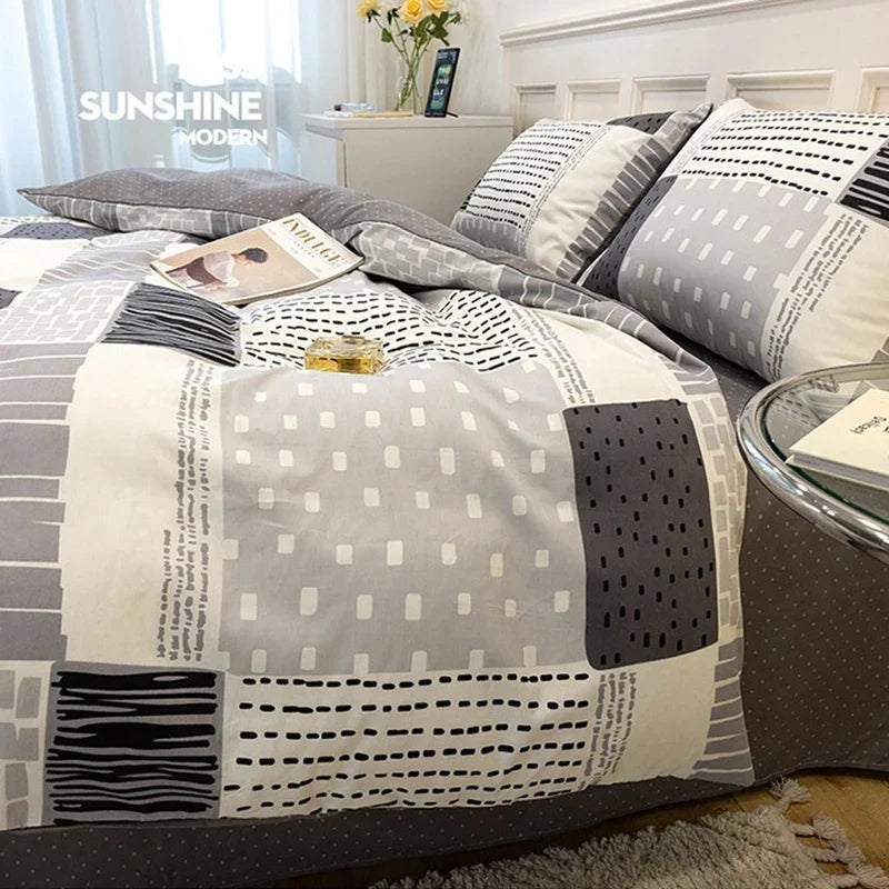 Afralia™ Geometric Print 100% Cotton Bedding Set for All Seasons